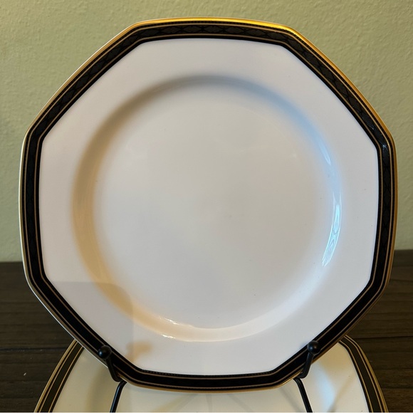 Christopher Stuart Y0009 Black Dress Octagon Salad Plates - Picture 2 of 7